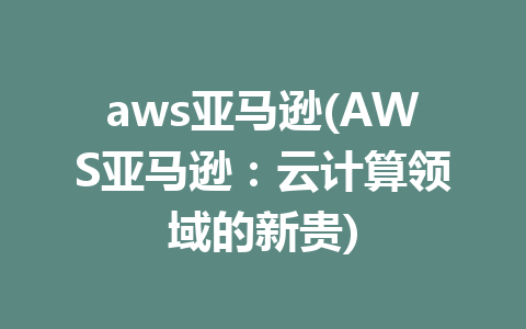 aws亚马逊(AWS亚马逊：云计算领域的新贵)