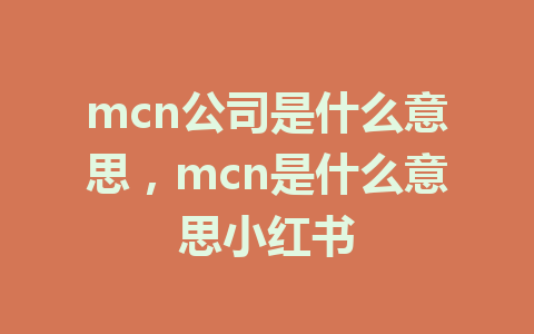 mcn公司是什么意思，mcn是什么意思小红书